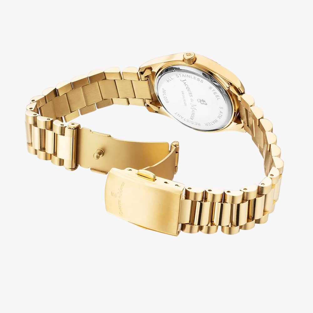 Jacques du Manoir Ladies Inspiration Prime Silver Dial Gold Tone Bracelet Watch JWL03907
