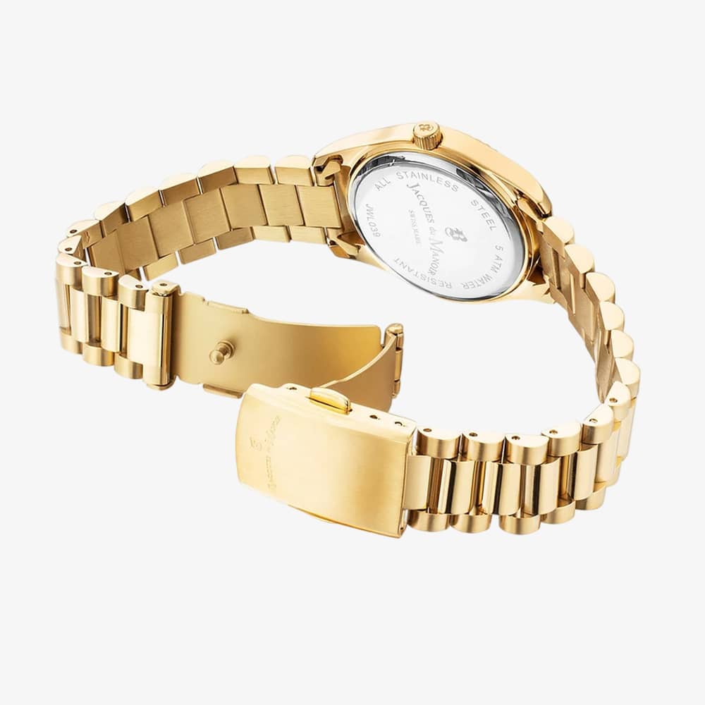 Jacques du Manoir Ladies Inspiration Prime Black Dial Gold Tone Bracelet Watch JWL03908