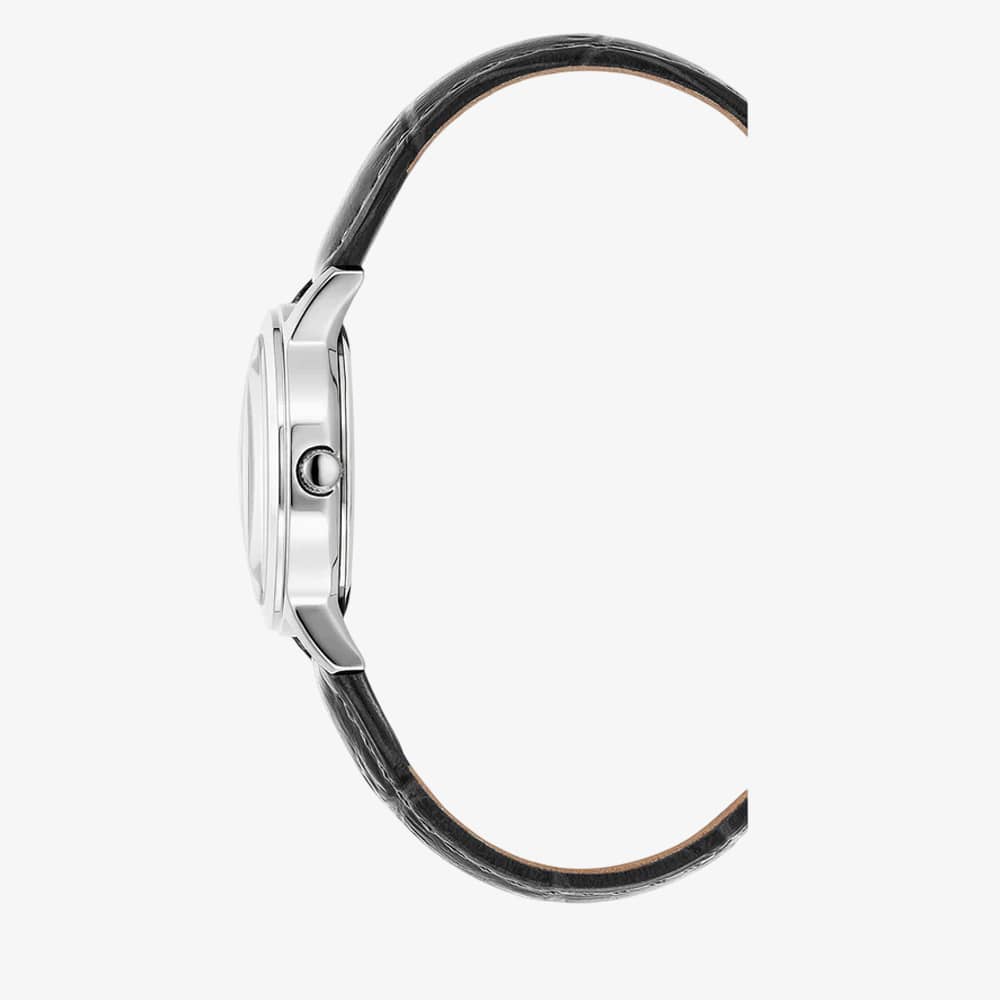 Jacques du Manoir Ladies Genesis Silver Dial Black Leather Strap Watch JWL04901