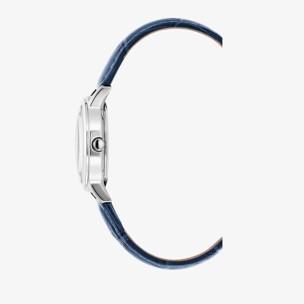 Jacques du Manoir Ladies Genesis Silver Dial Blue Leather Strap Watch JWL04902