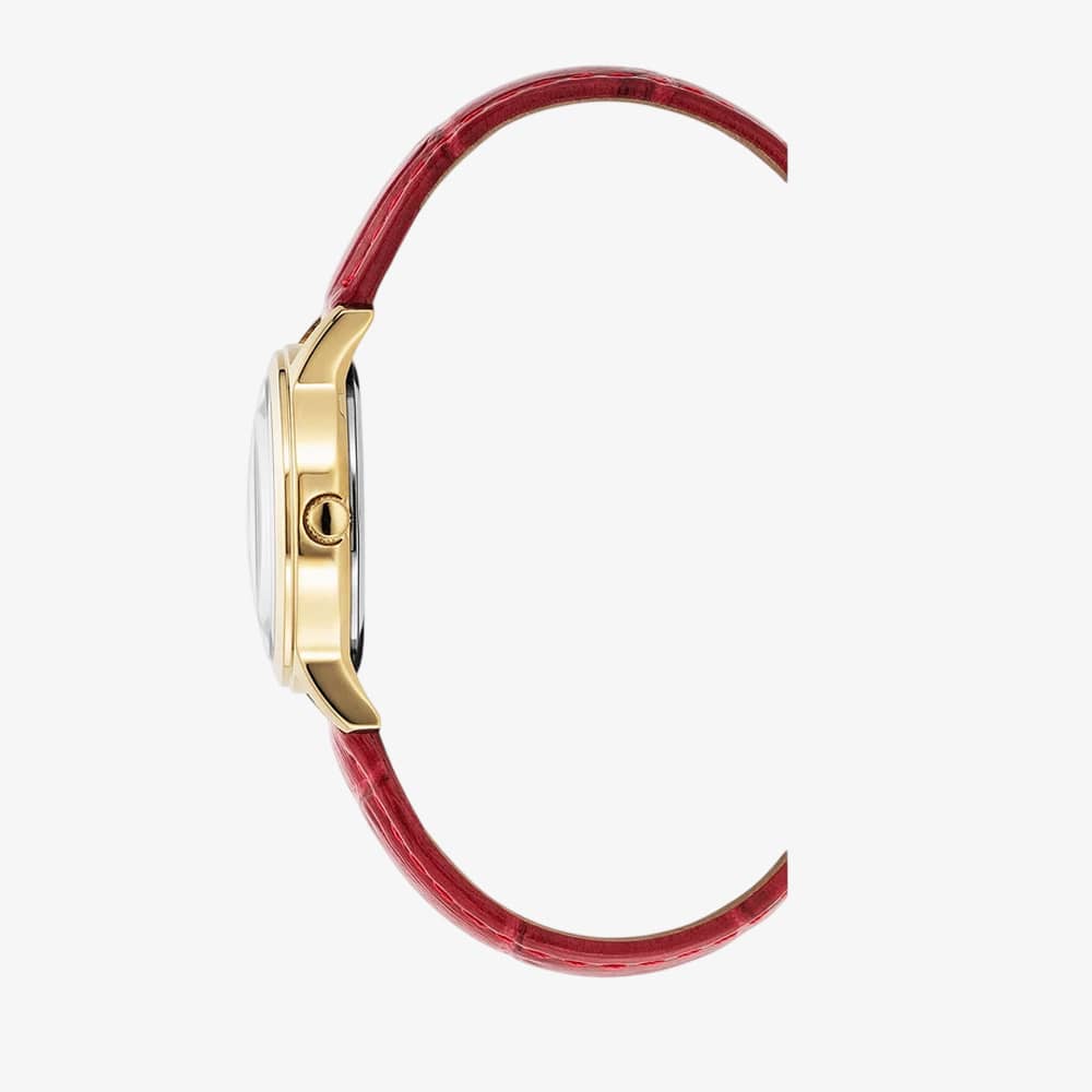 Jacques du Manoir Ladies Genesis Silver Dial Red Leather Strap Watch JWL04903