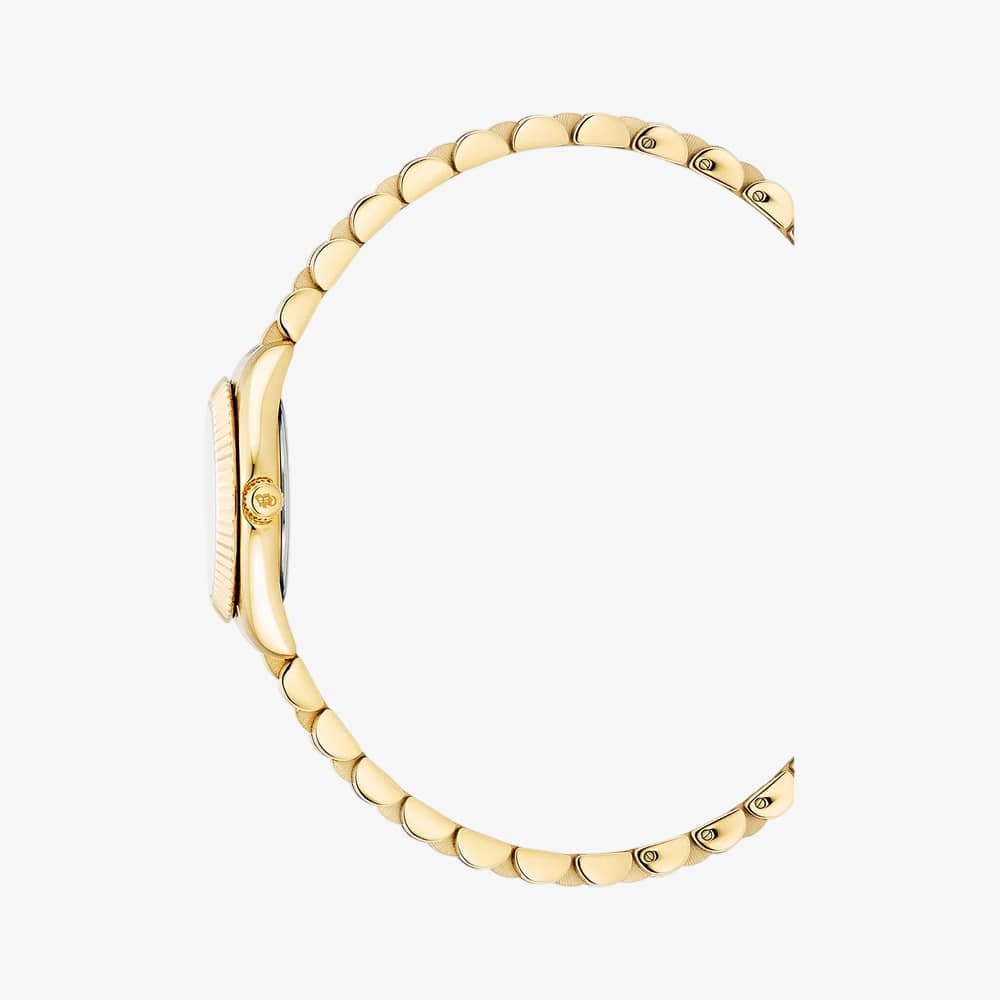 Jacques du Manoir Ladies Mini Inspiration Black Mother Of Pearl Dial Gold Tone Bracelet Watch JWL05104