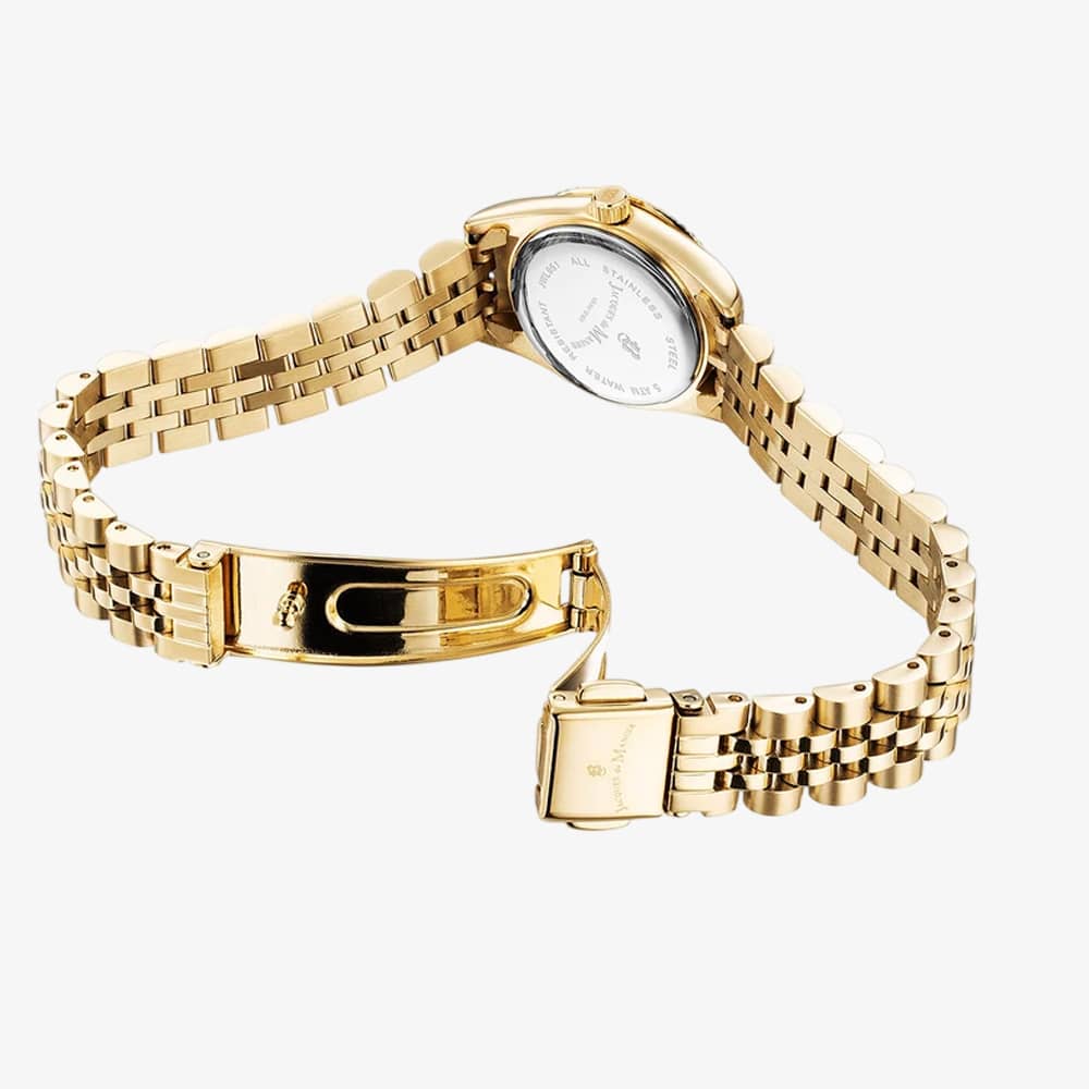 Jacques du Manoir Ladies Mini Inspiration Black Mother Of Pearl Dial Gold Tone Bracelet Watch JWL05104