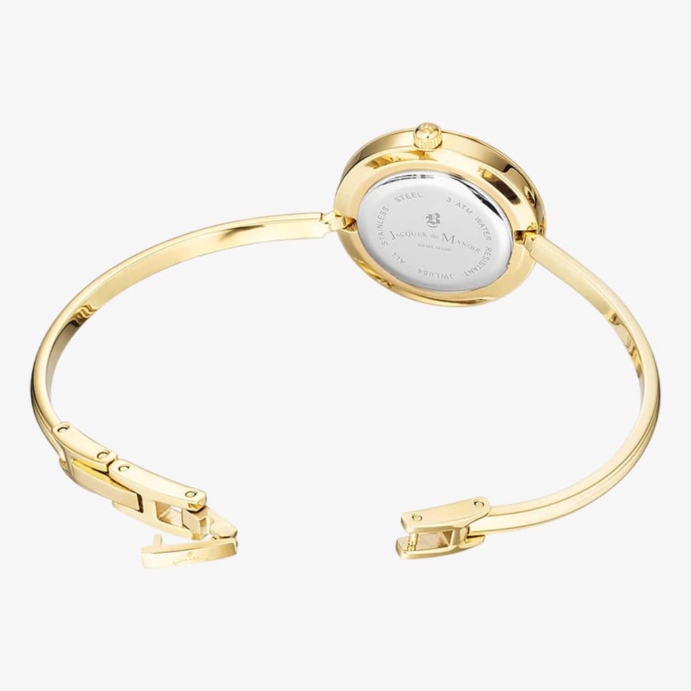 Jacques du Manoir Ladies Aurora White Dial Gold Tone Bracelet Watch & Topring Boxset JWL05401