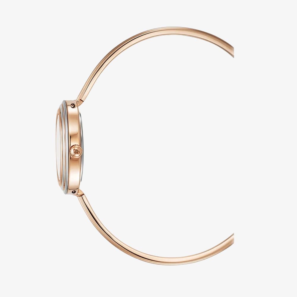 Jacques du Manoir Ladies Aurora White Dial Rose Gold Tone Bracelet Watch & Topring Boxset JWL05402