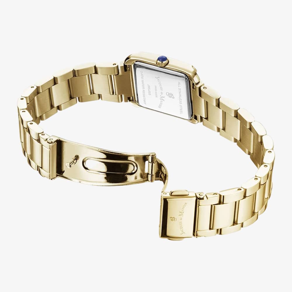 Jacques du Manoir Ladies Emily White Dial Gold Tone Bracelet Watch JWL05502