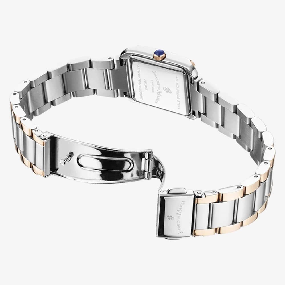 Jacques du Manoir Ladies Emily White Dial Rose Gold Two Tone Bracelet Watch JWL05504