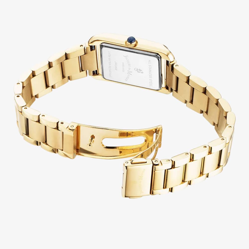 Jacques du Manoir Ladies Emily White Dial Gold Tone Bracelet Watch JWL05802