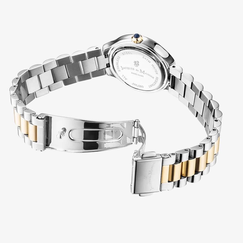 Jacques du Manoir Ladies Celine Silver Dial Two Tone Bracelet Watch JWL06002