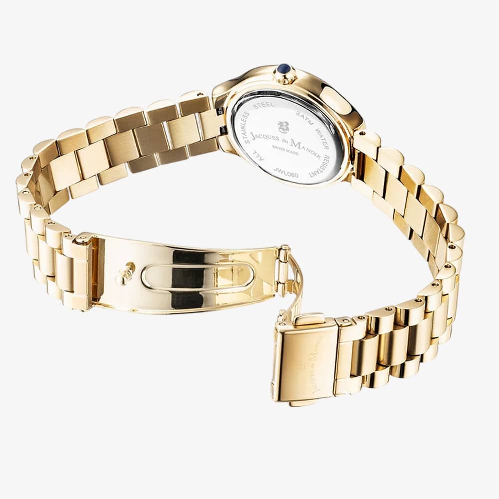 Jacques du Manoir Ladies Celine Silver Dial Gold Tone Bracelet Watch JWL06004