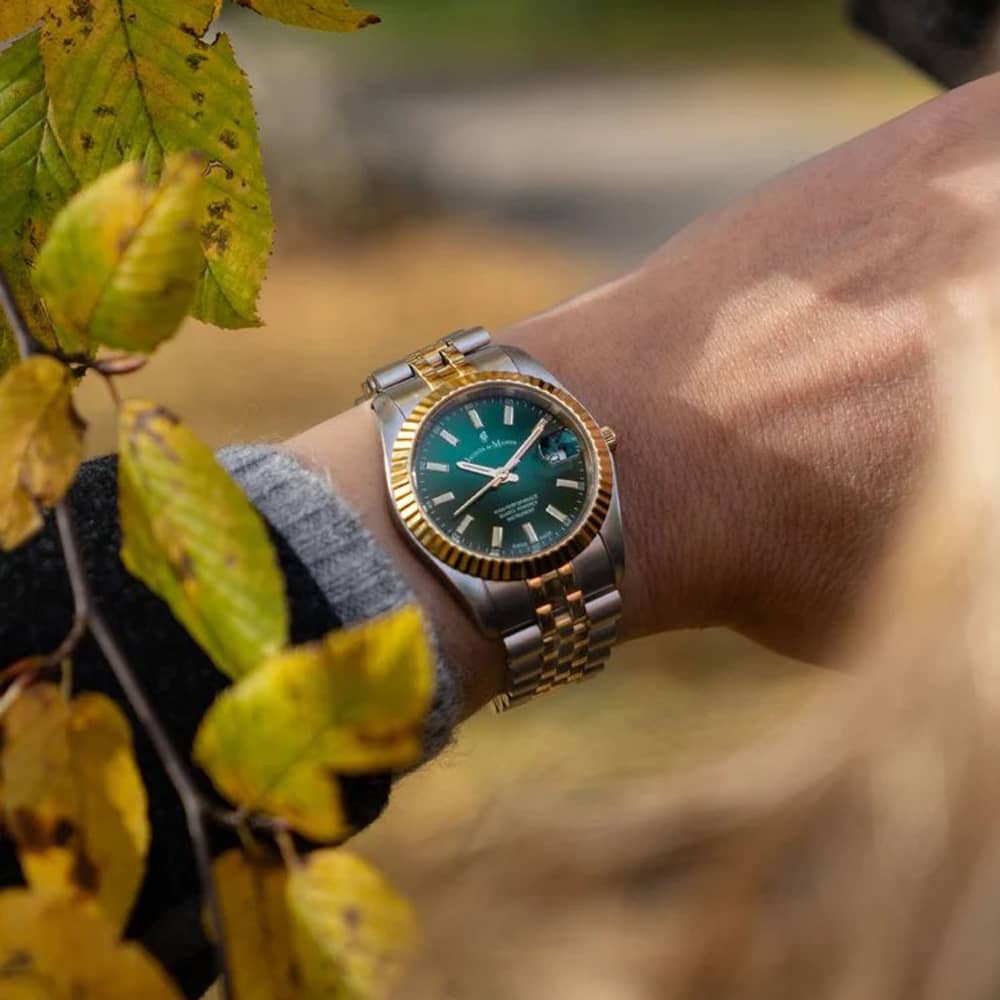 Jacques du Manoir Ladies Inspiration Classic Green Dial Two Tone Bracelet Watch JWN02301