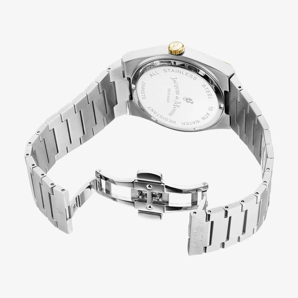 Jacques du Manoir Mens Horizon Multifunction Silver Dial Bracelet Watch JWN05704