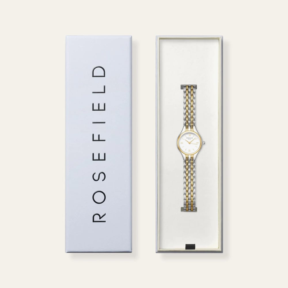 ROSEFIELD Ladies Muse White Dial Two Tone Bracelet Watch MUWDSD-MU03