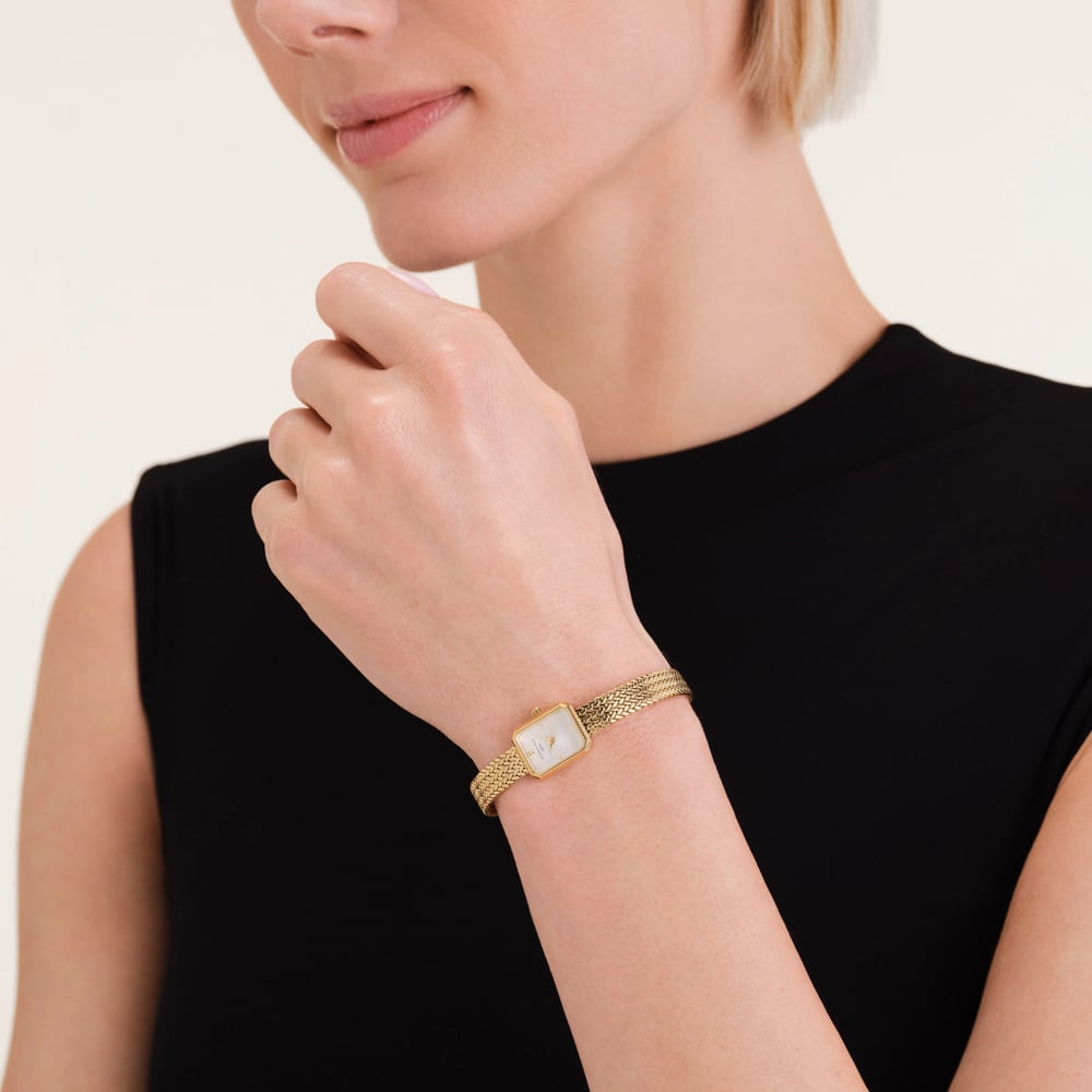 ROSEFIELD Ladies Mini Octagon White Dial Golden Bracelet Watch MWGMG-M01
