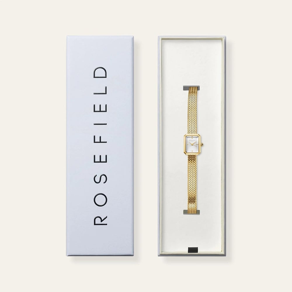 ROSEFIELD Ladies Mini Octagon White Dial Golden Bracelet Watch MWGMG-M01