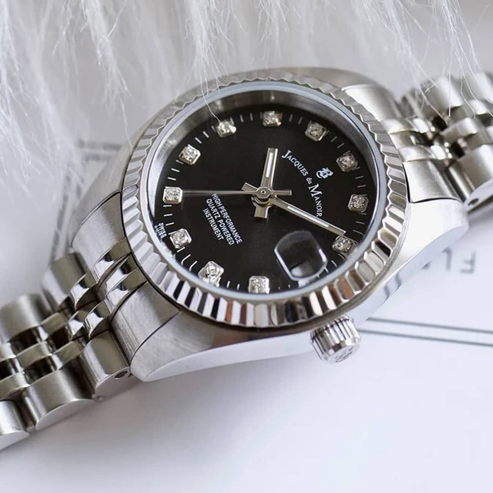 Jacques du Manoir Ladies Inspiration Elegance 26mm Black Dial Bracelet Watch NRO.06