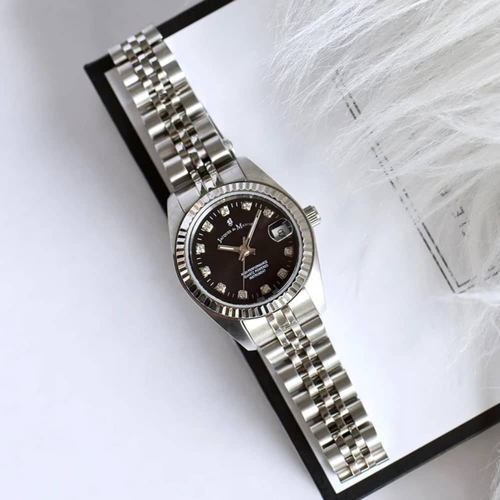 Jacques du Manoir Ladies Inspiration Elegance 26mm Black Dial Bracelet Watch NRO.06
