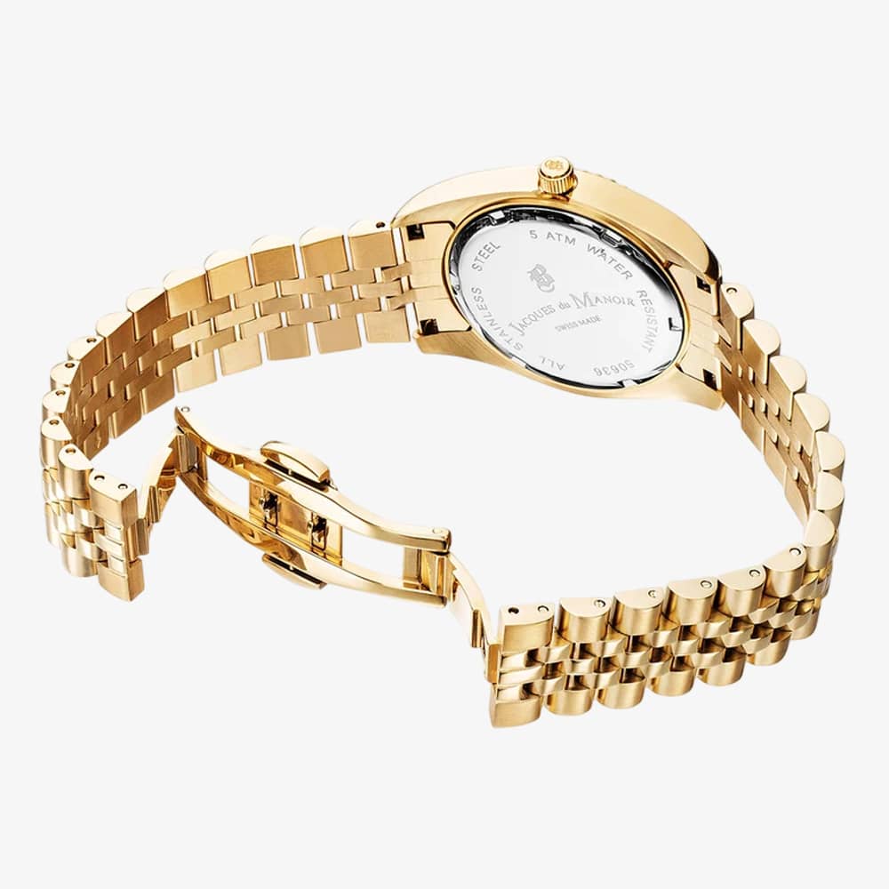Jacques du Manoir Ladies Inspiration Elegance Silver Dial Gold Tone Bracelet Watch NRO.11