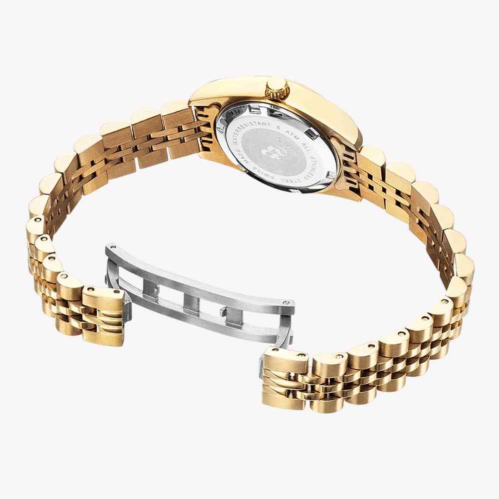 Jacques du Manoir Ladies Inspiration Elegance 26mm Silver Dial Gold Tone Bracelet Watch NRO.12