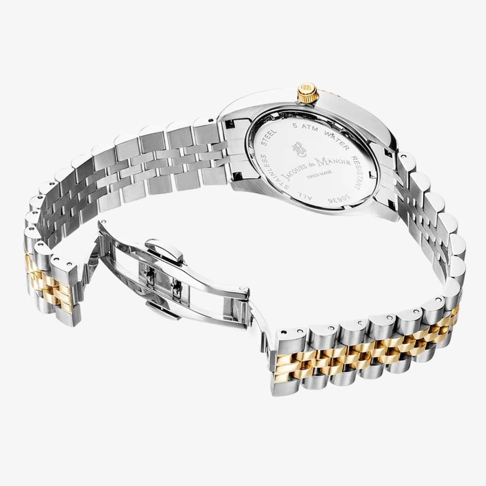 Jacques du Manoir Ladies Inspiration Elegance Black Dial Two Tone Bracelet Watch NRO.19