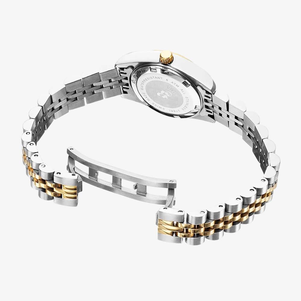 Jacques du Manoir Ladies Inspiration Elegance 26mm Black Dial Two Tone Bracelet Watch NRO.20