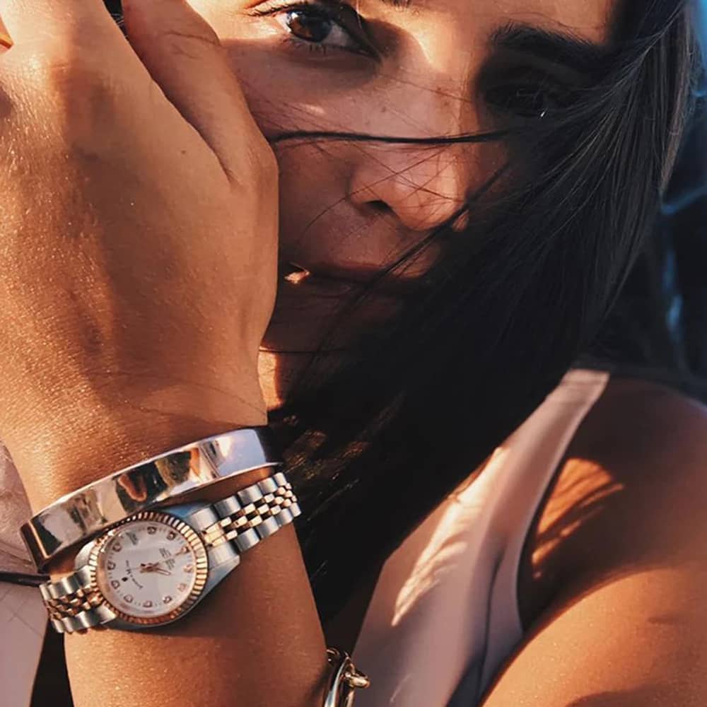 Jacques du Manoir Ladies Inspiration Elegance Silver Dial Rose Gold Two Tone Bracelet Watch NRO.24