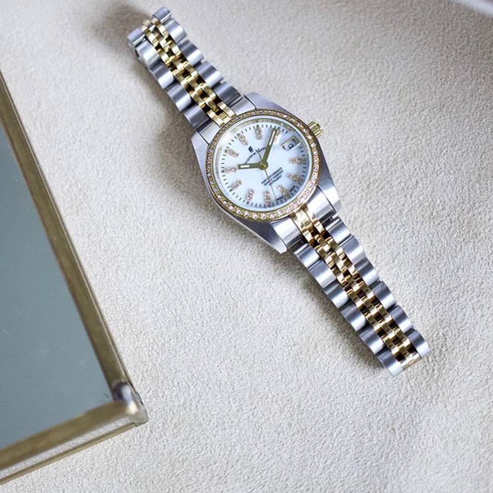 Jacques du Manoir Ladies Inspiration Elegance 26mm Silver Dial Two Tone Bracelet Watch NROP.08