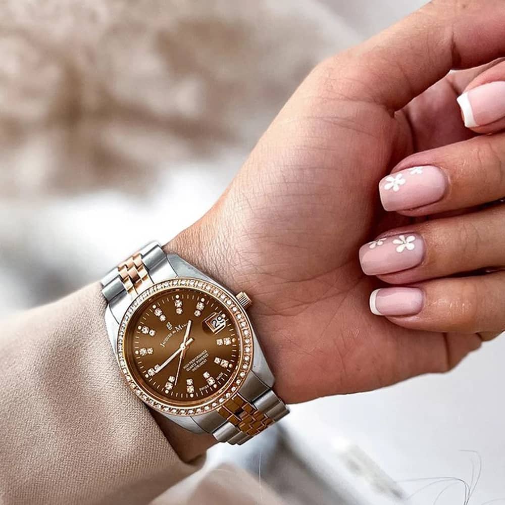 Jacques du Manoir Ladies Inspiration Elegance Brown Dial Two Tone Bracelet Watch NROP.25