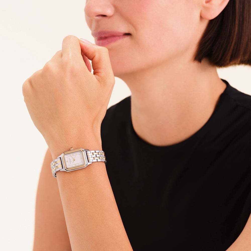 ROSEFIELD Ladies Ivy White Dial Two Tone Bracelet Watch OCWDSD-OC03