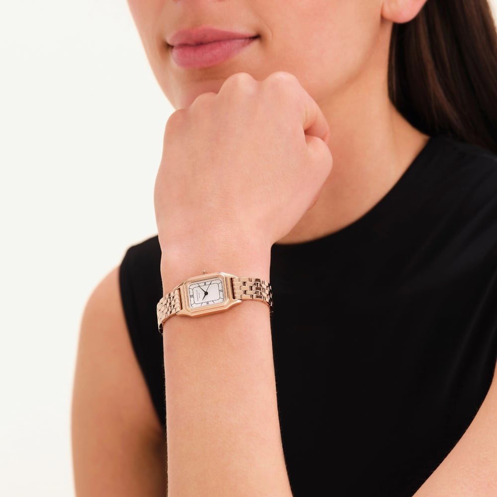 ROSEFIELD Ladies Ivy White Dial Rose Gold Bracelet Watch OCWRSR-OC04