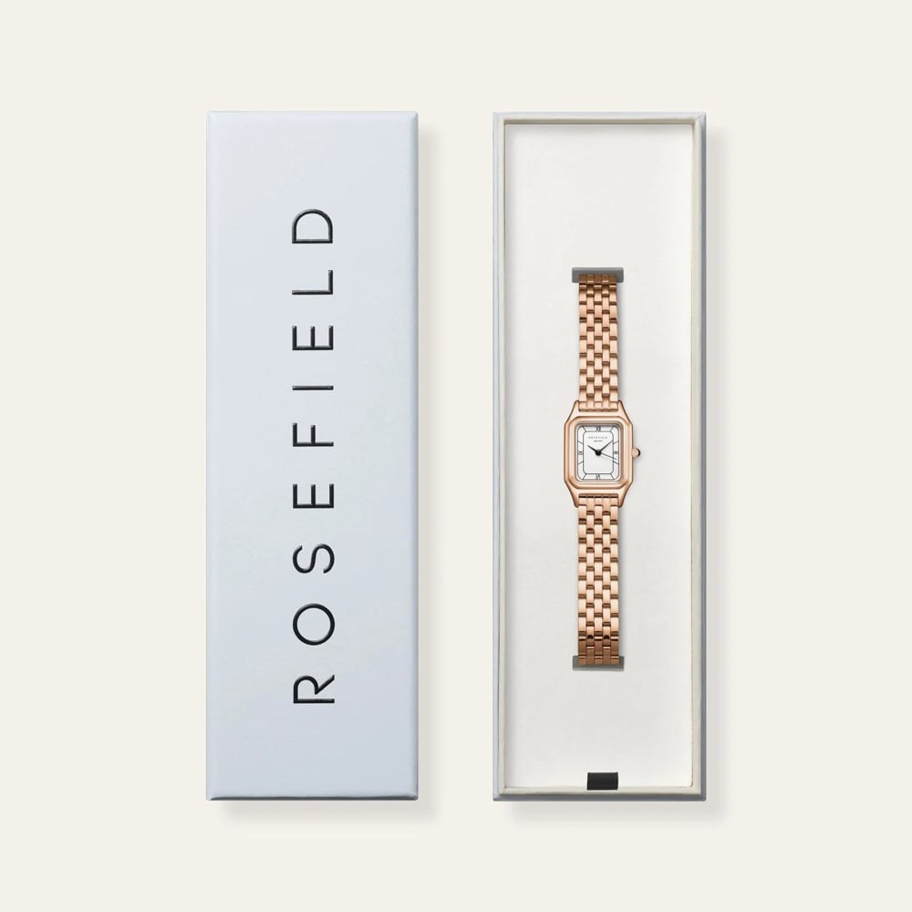 ROSEFIELD Ladies Ivy White Dial Rose Gold Bracelet Watch OCWRSR-OC04