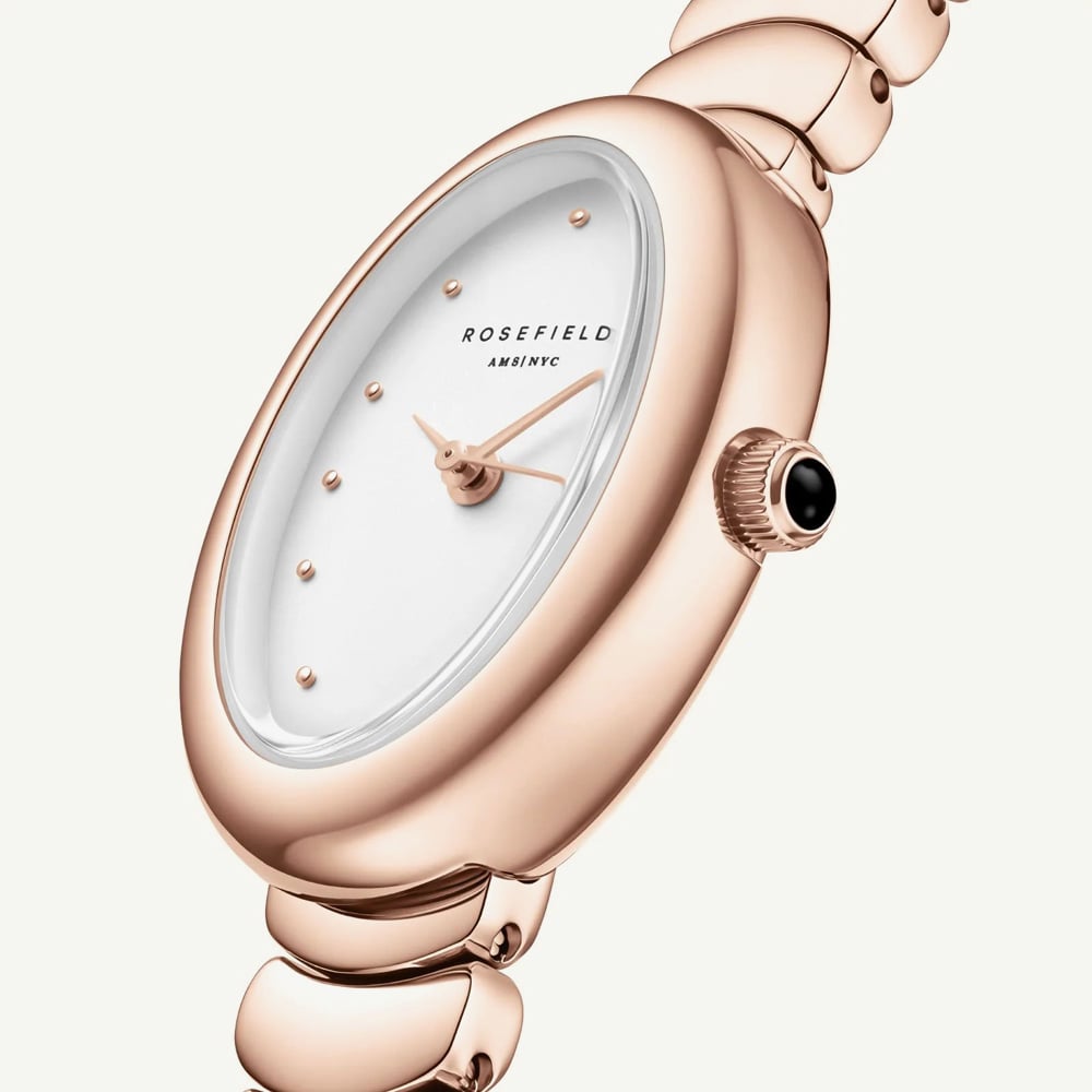 ROSEFIELD Ladies Ovale White Dial Rose Gold Bracelet Watch OVWRSR-OV21