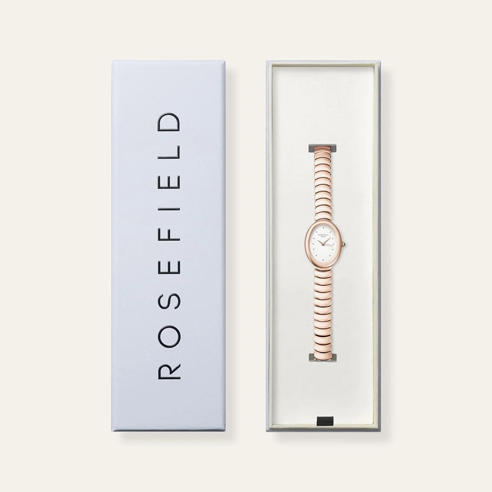 ROSEFIELD Ladies Ovale White Dial Rose Gold Bracelet Watch OVWRSR-OV21