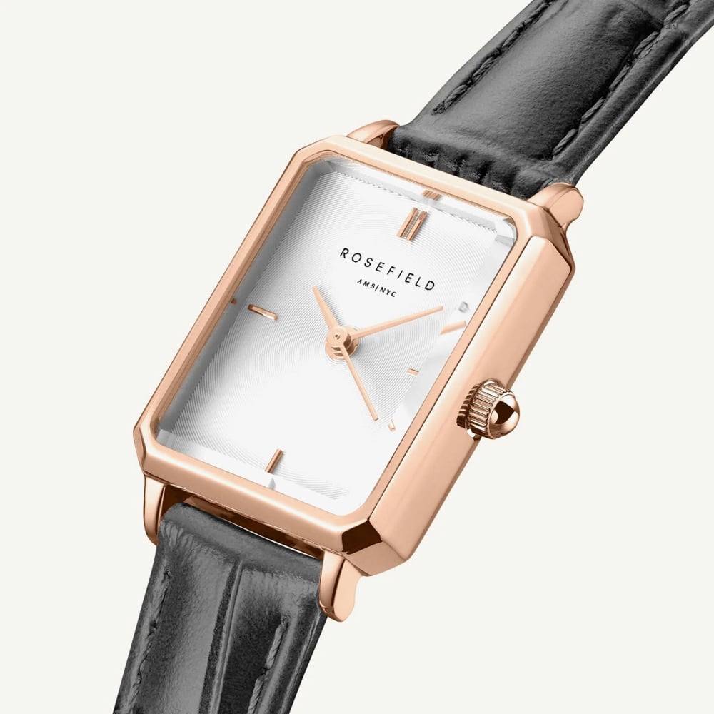 ROSEFIELD Ladies Octagon XS White Dial Leather Strap Watch OWBLG-O87