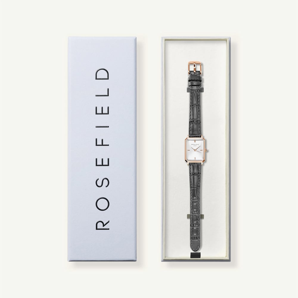 ROSEFIELD Ladies Octagon XS White Dial Leather Strap Watch OWBLG-O87
