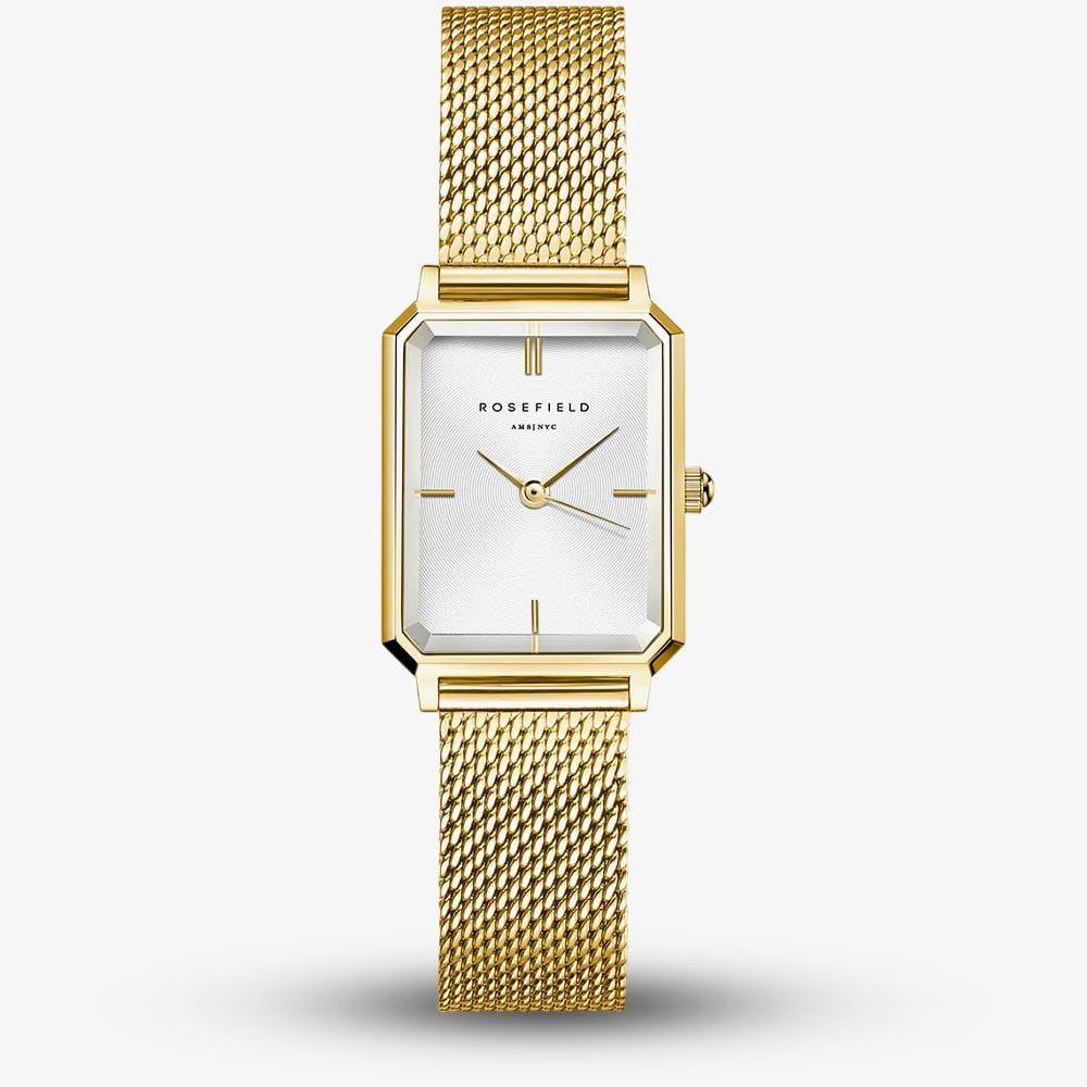 House of Watches - ROSEFIELD Ladies Octagon XS Silver Dial Golden Mesh Bracelet Watch OWGMG-O73 - Image 1