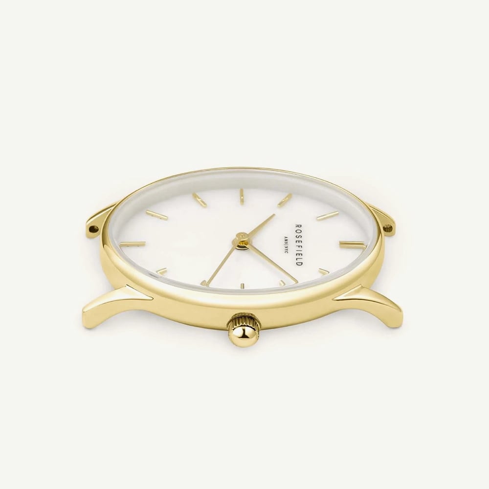 ROSEFIELD Ladies Oval White Mother of Pearl Golden Mesh Bracelet Watch OWGMG-OV10