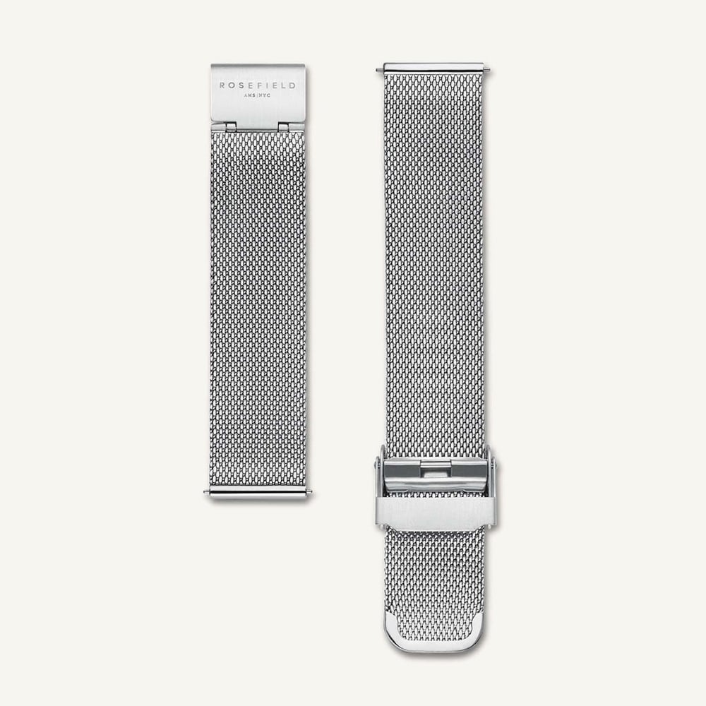 ROSEFIELD Ladies Boxy White Dial Mesh Bracelet Watch QWSS-Q02