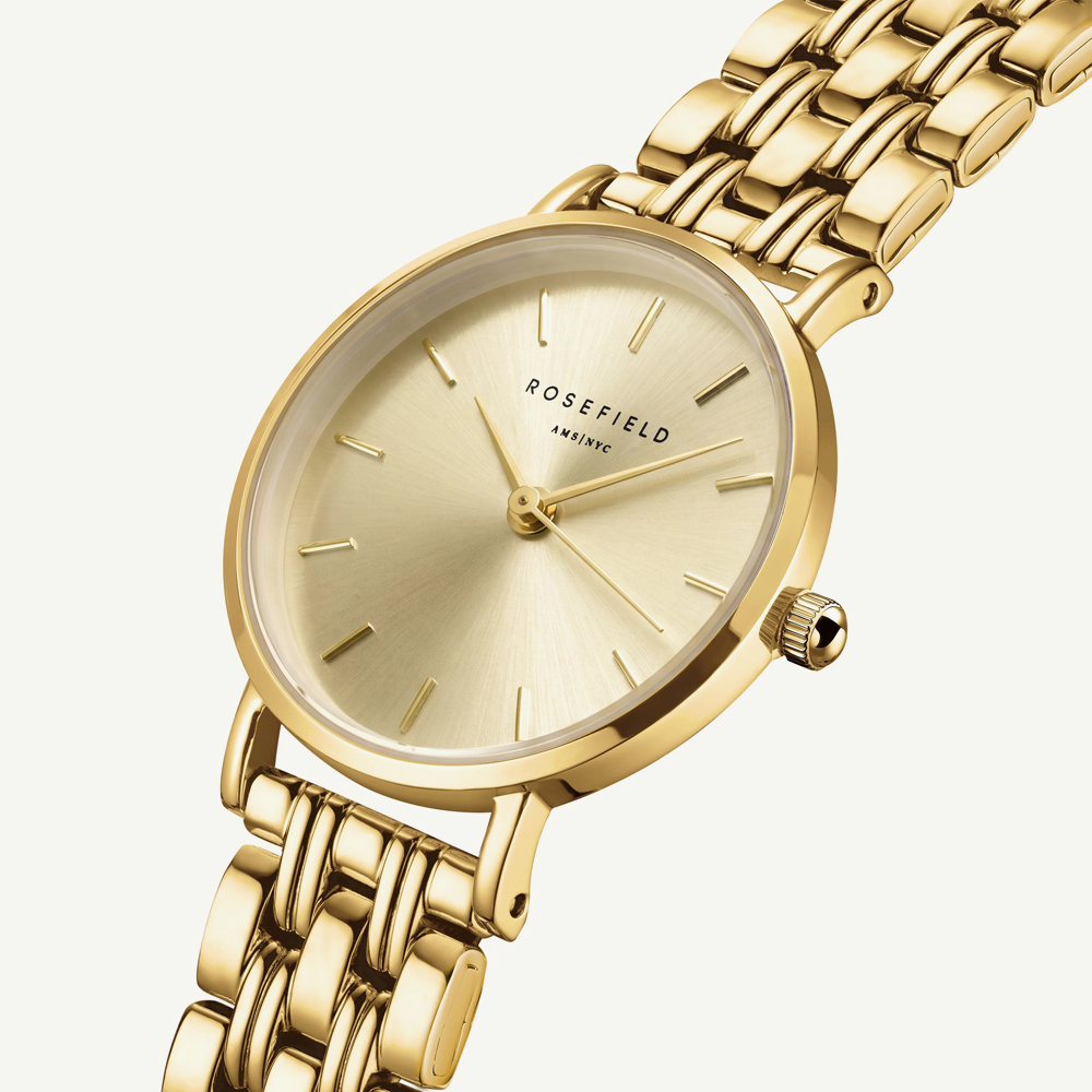 ROSEFIELD Ladies Small Edit Champagne Dial Golden Bracelet Watch SCGSG-S05