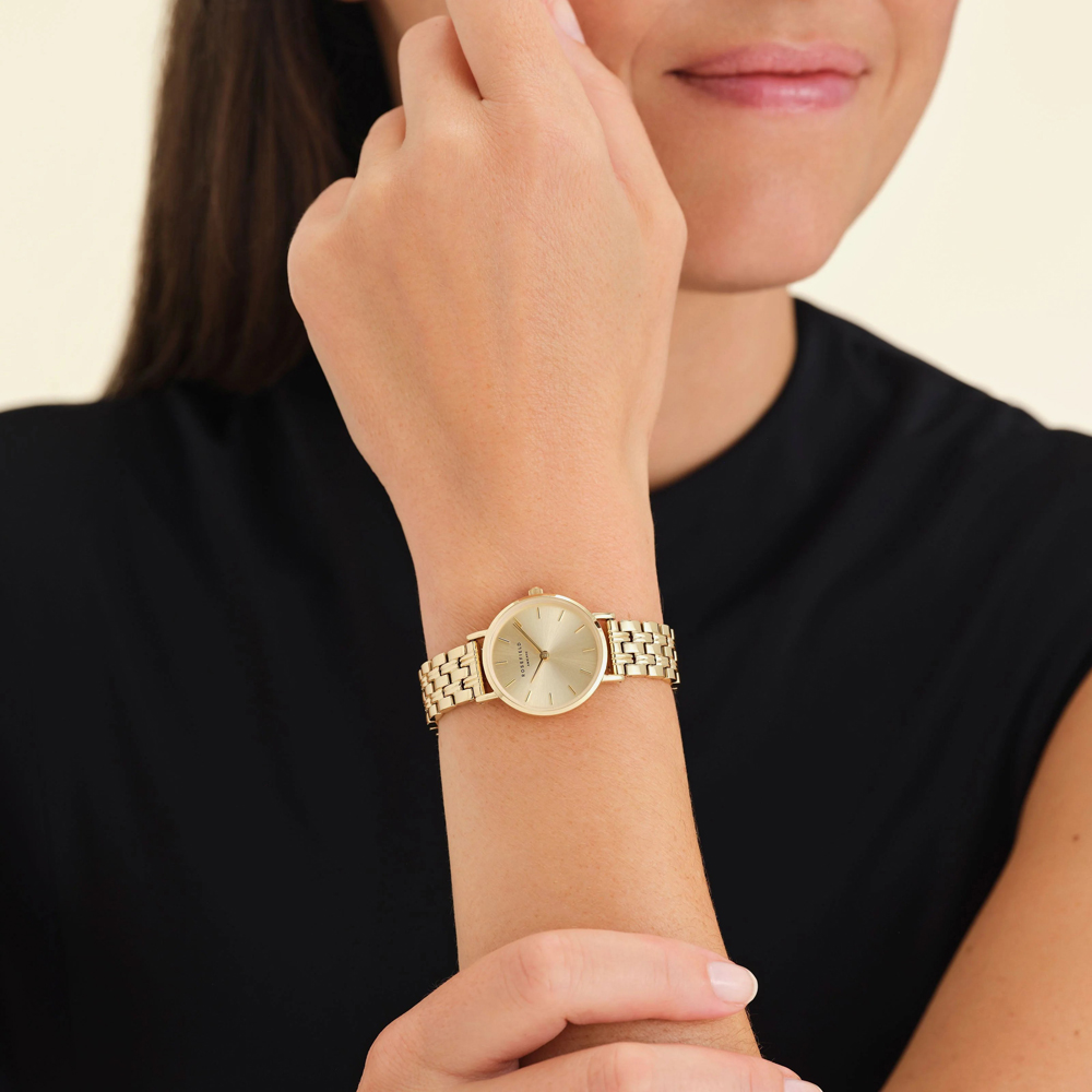 ROSEFIELD Ladies Small Edit Champagne Dial Golden Bracelet Watch SCGSG-S05