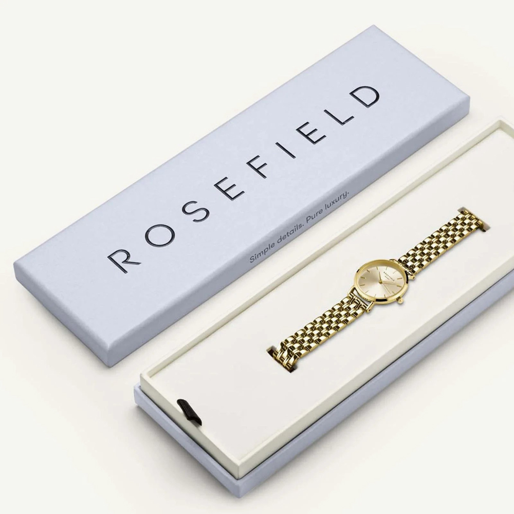 ROSEFIELD Ladies Small Edit Champagne Dial Golden Bracelet Watch SCGSG-S05