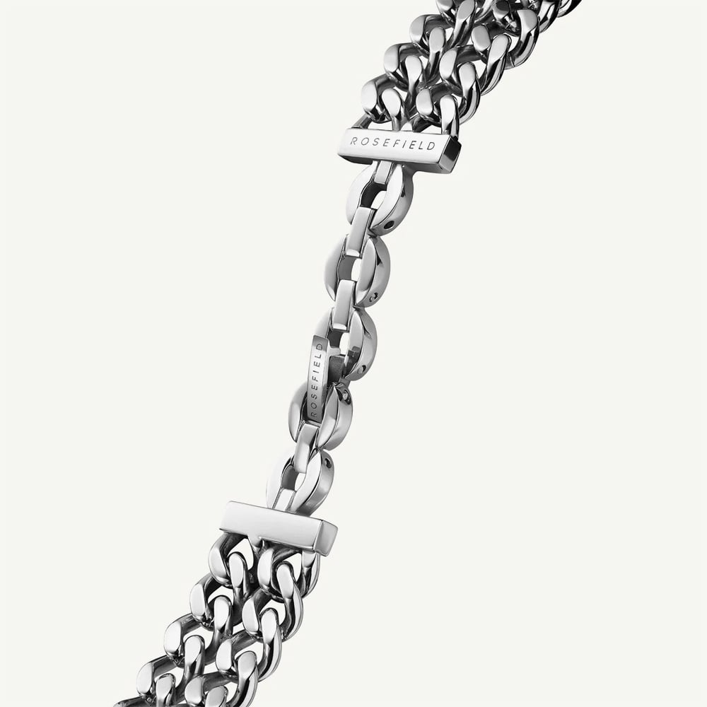 ROSEFIELD Ladies Studio Octagon Black Dial Double Curb Chain Bracelet Watch SGSSS-O78