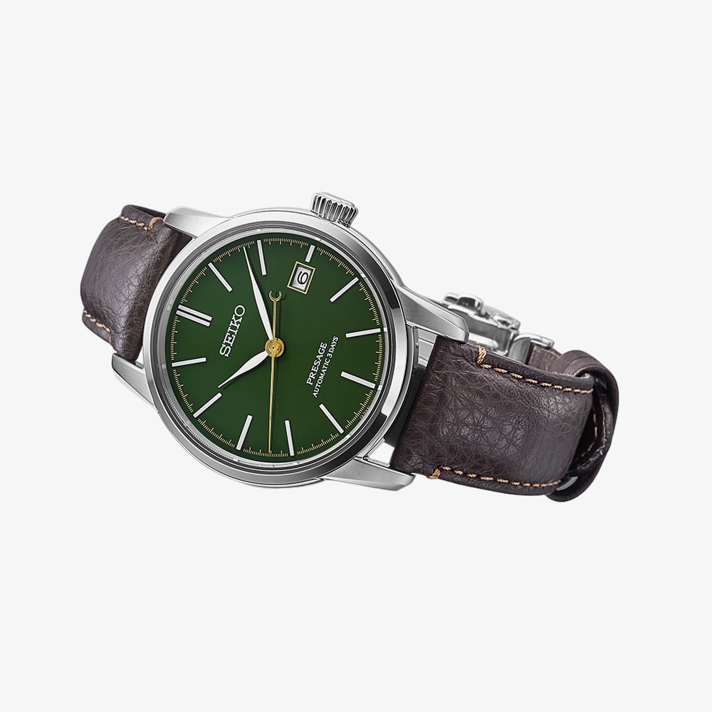 Seiko Mens Presage Natural Green Urushi Lacquer Watch SPB407J1