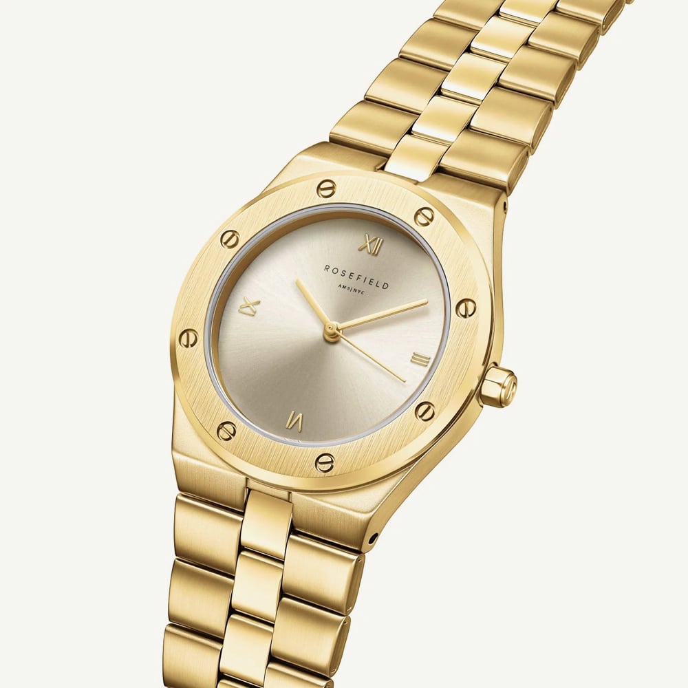 ROSEFIELD Ladies Rose Champagne Dial Golden Bracelet Watch SPCGSG-SP01