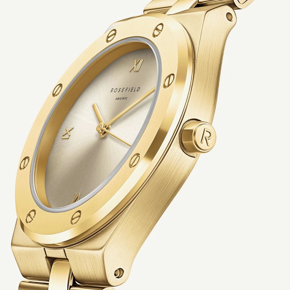 ROSEFIELD Ladies Rose Champagne Dial Golden Bracelet Watch SPCGSG-SP01