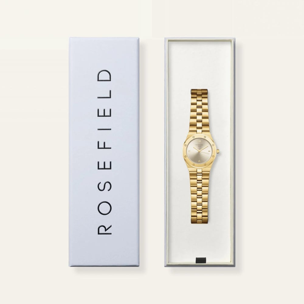 ROSEFIELD Ladies Rose Champagne Dial Golden Bracelet Watch SPCGSG-SP01