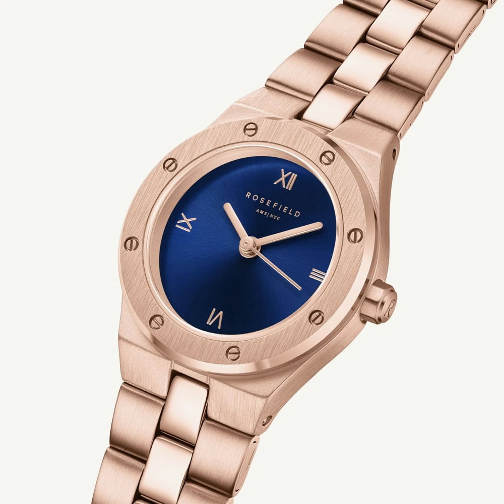 ROSEFIELD Ladies Rose XS Navy Dial Rose Gold Bracelet Watch SPNRSR-SP11