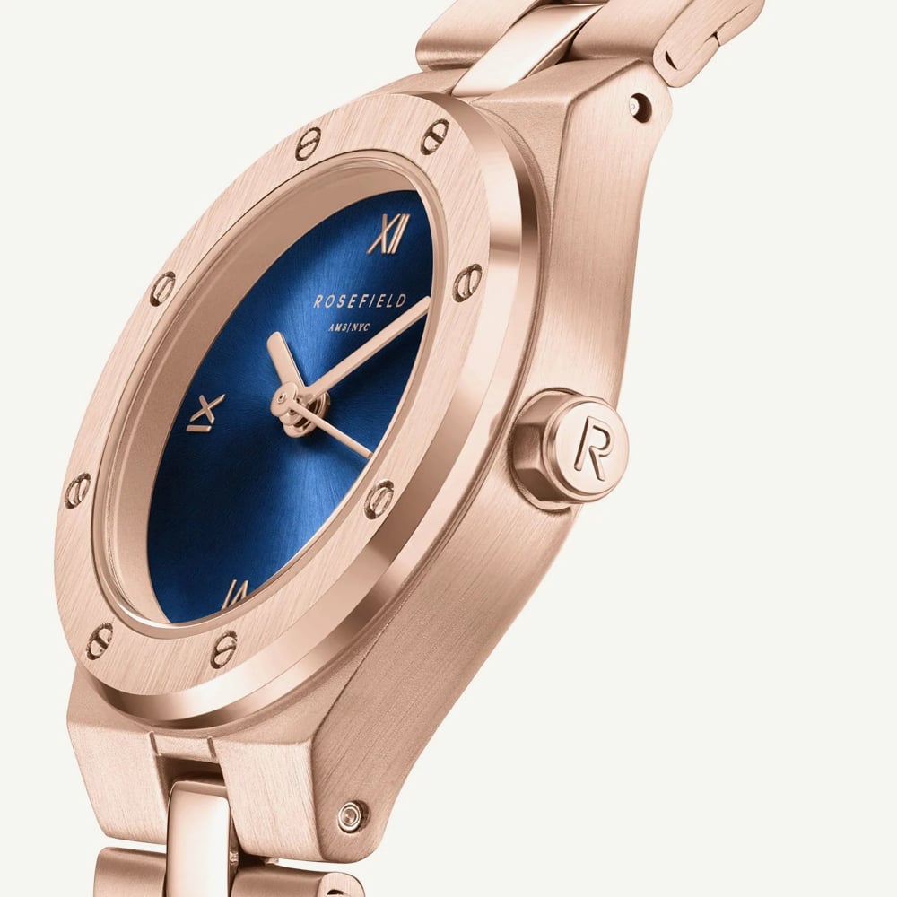 ROSEFIELD Ladies Rose XS Navy Dial Rose Gold Bracelet Watch SPNRSR-SP11