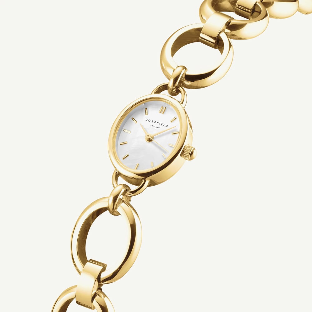 ROSEFIELD Ladies Studio White Dial Golden Chain Choker Necklace Watch STWGSG-ST02