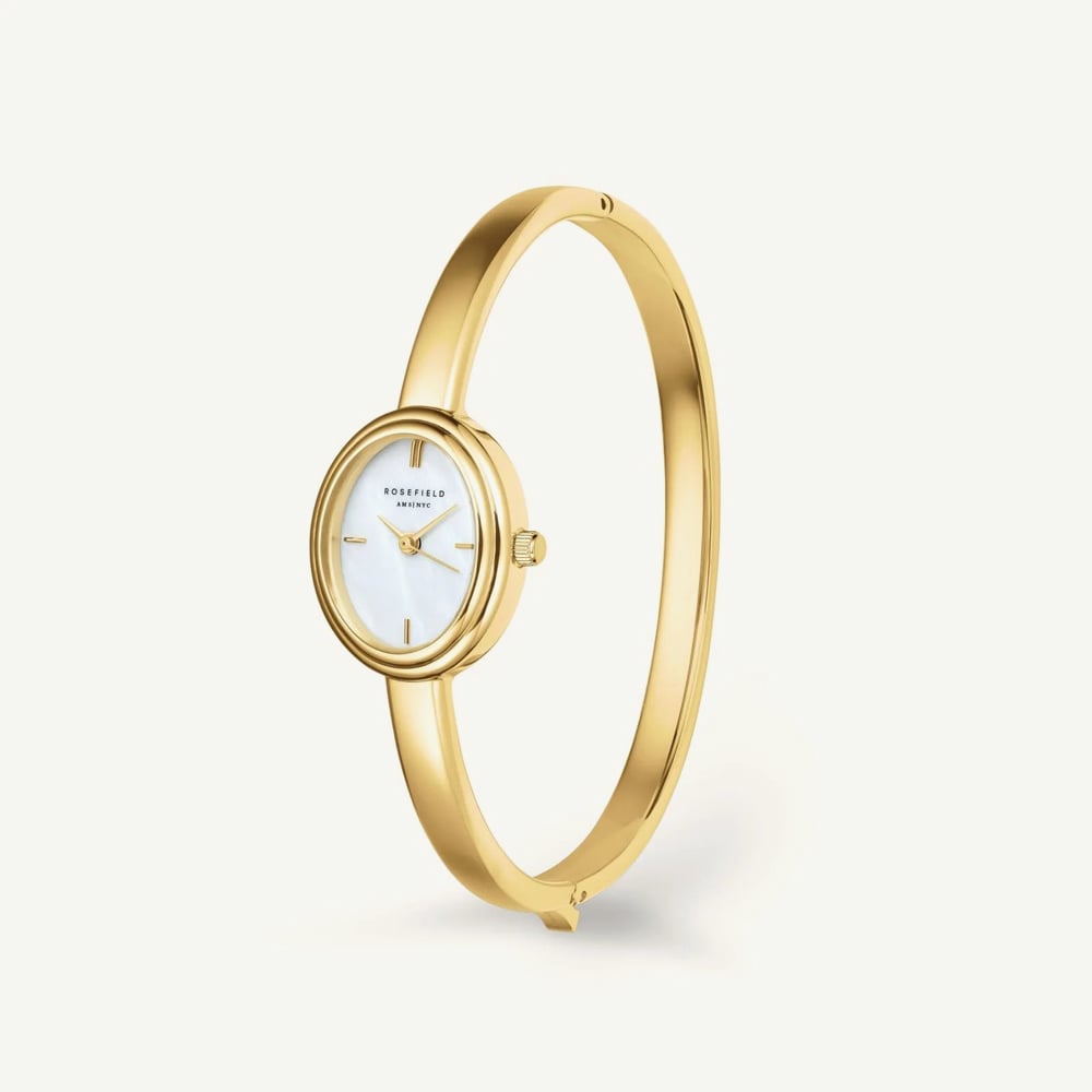 ROSEFIELD Ladies Studio Bangle S White Mother of Pearl Dial Golden Bangle Bracelet Watch STWGSG-ST04